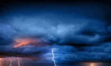 Storm with lightning in the distance.