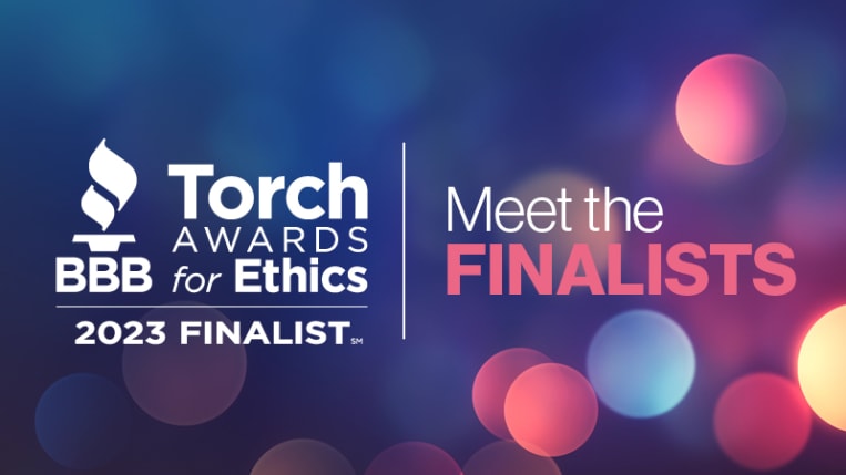Image with the Torch Awards for Ethics logo, and text saying "Meet the Finalists"