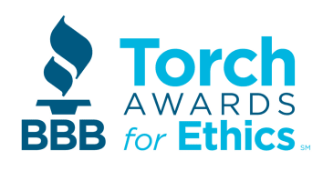 The BBB Torch seal accompanied by blue text saying "Torch Awards For Ethics."