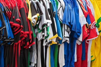 sports jerseys on shopping rack