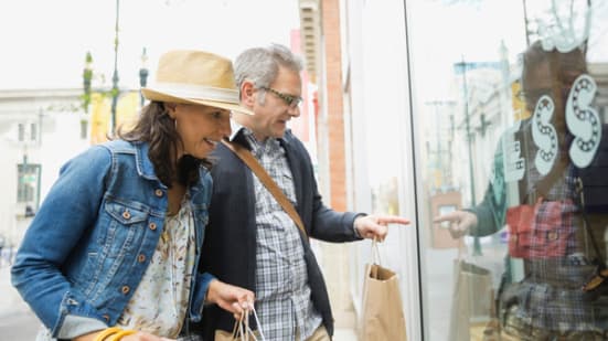 Couple window shopping