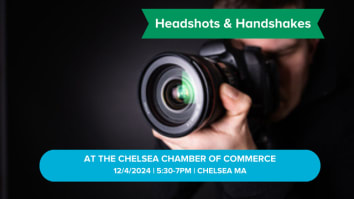 Headshot & Handshakes at the Chelsea Chamber of Commerce 12/4/2024 5:30-7pm Chelsea MA  Man with Camera