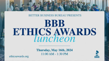 Simple graphic image promoting the BBB Ethics Awards Luncheon