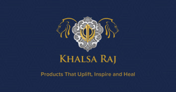 Khalsa Raj logo and text that says Products that uplift, inspire and heal.