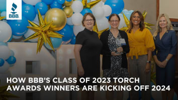 Four women standing together at BBB of Greater Maryland 2023 Torch Awards for Ethics