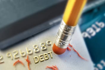Pencil erasing credit card debt
