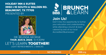 BBB Brunch & Learn with details and picture of speaker