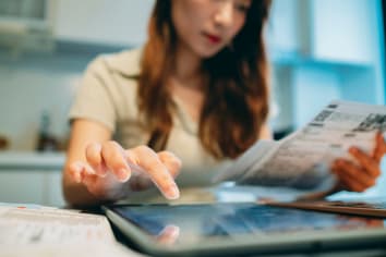 Person looking at documents
