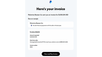 Palomino Bazaar PayPal invoice