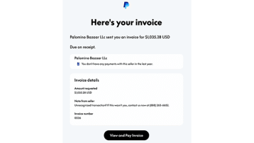 Palomino Bazaar PayPal invoice