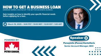Canadian Webinar Series banner: How to get a business loan