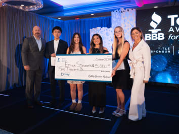 L to R - Matthew Fehling, Jayden Yeo, Kayla Priest, Diana Peñaloza, Cora Woodward, Jodi Low