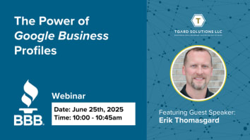 Image of erik thomasgard promoting upcoming event the power of google busness profiles