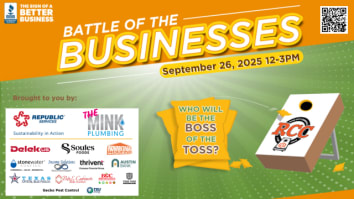 Orange and green image for the 2025 BBB Cornhole tournament with sponsor logos at lower left