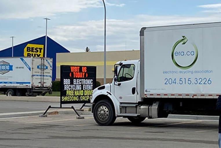 Truck, Best Buy, Sign, Recycling