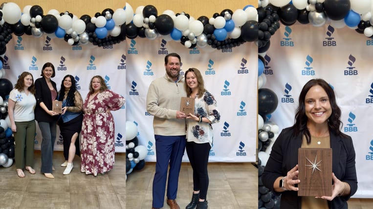 A collage of the three winners of the 2025 BBB Spark Award for Entrepreneurship in Northern Colorado and Wyoming