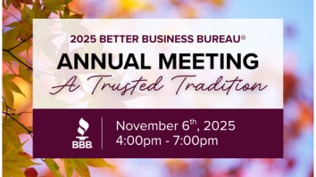 BBB 2025 Annual Meeting graphic with fall color maple leaves in background