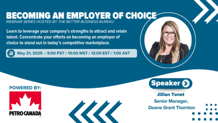 Canadian Webinar Series banner: Becoming and employer of choice 