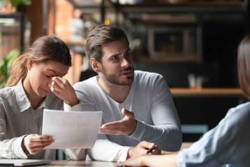 caucasian couple upset