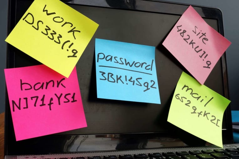 sticky notes on computer with password ideas