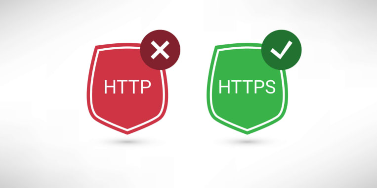 red and green graphic with http and https