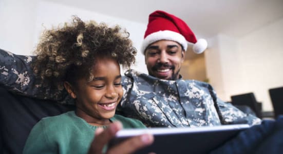 african american father smiling with child