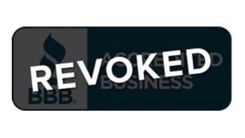 An image of the BBB Seal with the word "revoked" stamped across it.