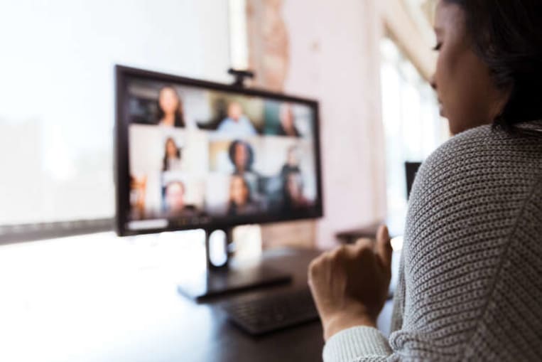 image of worker on conference call