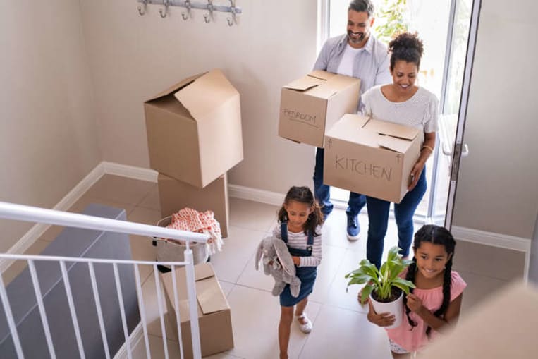 family moving into house